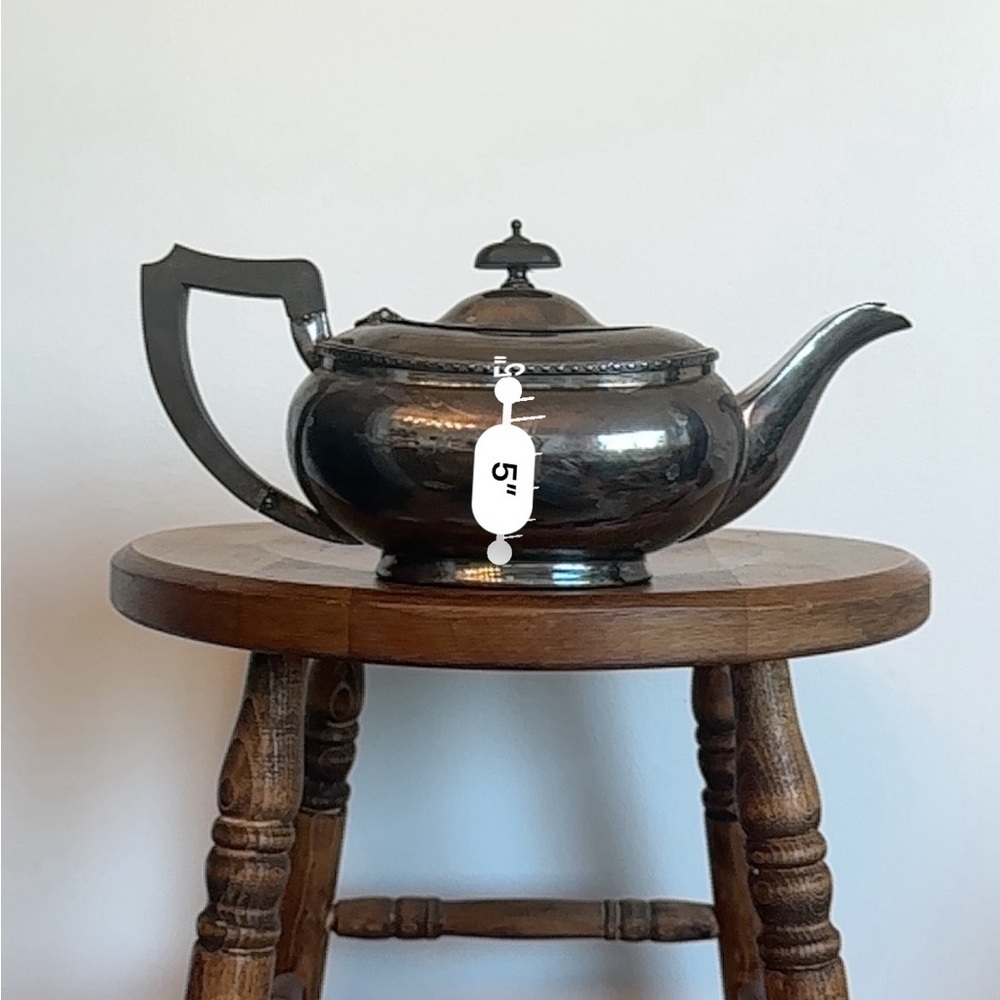 Vtg Silver Plated Sheffield Design  Kettle Tea Patina Nickel England Engraved M - Picture 14 of 16